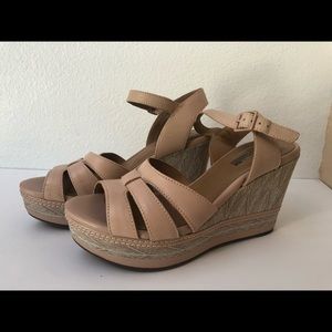 Clarks Tan Platform Wedge Sandal